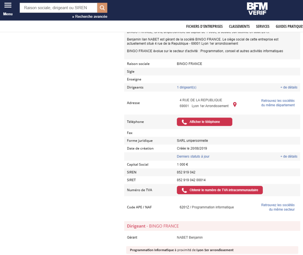 verifier siret