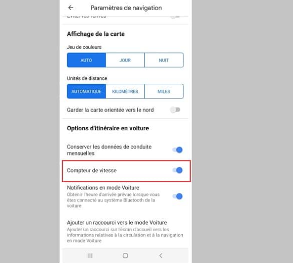 google maps compteur vitesse