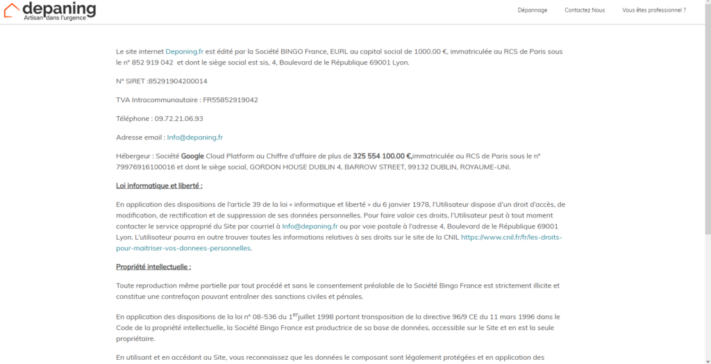 mentions l&eacute;gale