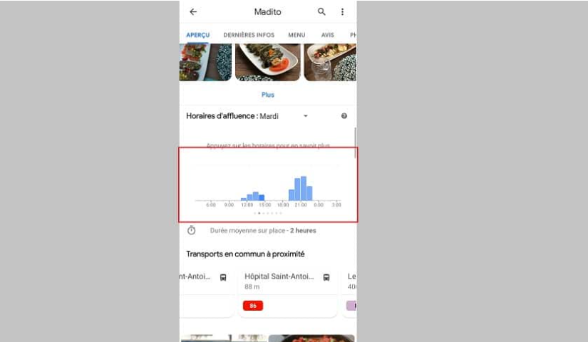google maps affluence horaires