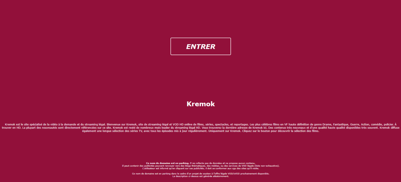 Kremok un site streaming pour regardez Film Vf sans pub kremok.fr