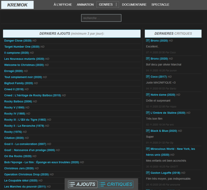 Kremok un site streaming pour regardez Film Vf sans pub kremok,streaming