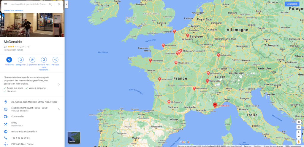 google maps : McDonald's