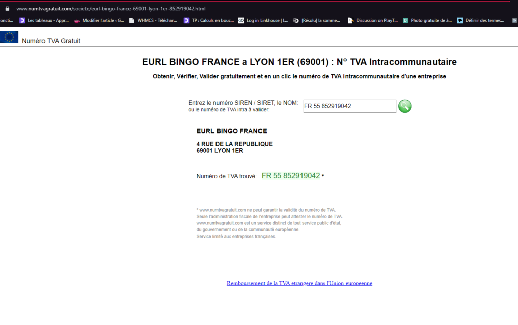 verifier TVA en france