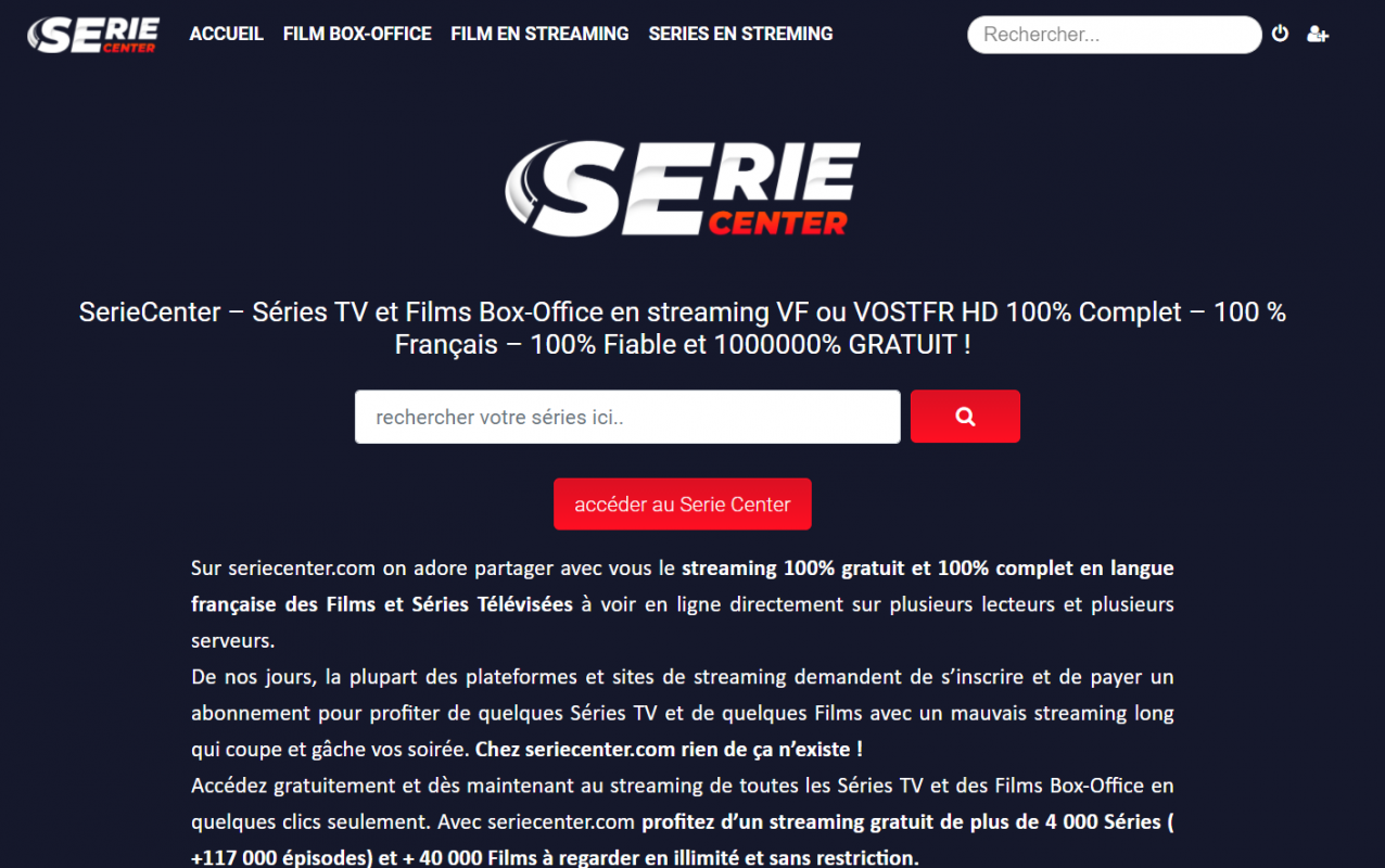 seriecenter S&eacute;ries TV et Films Box-Office en streaming VF ou VOSTFR HD 100% Complet