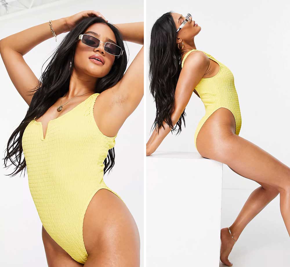maillot de bain une pi&egrave;ce de couleur unie