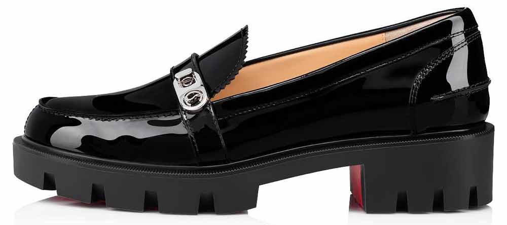 mocassins en cuir verni noir