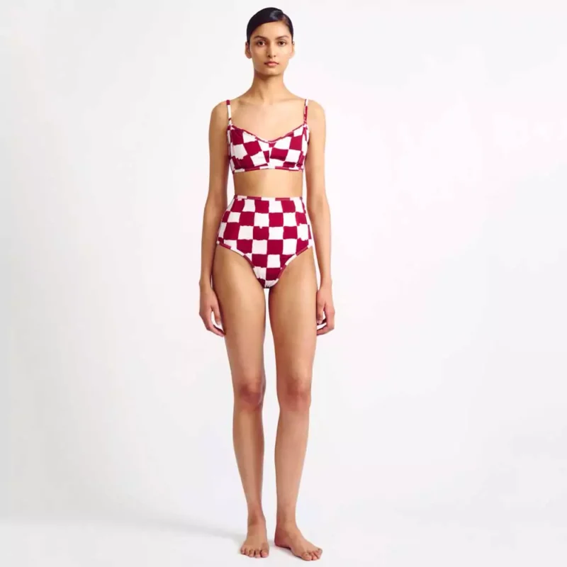 bikini a carreaux avec culotte taille haute emilia wickstead