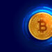 cryptocurrency bitcoin golden coin with digital circuit lines ba
